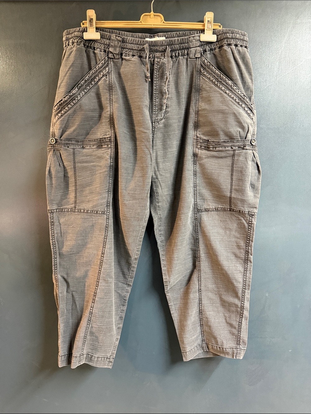 Anthropologie Charcoal Relaxed Cargo Jumpsuit Pants